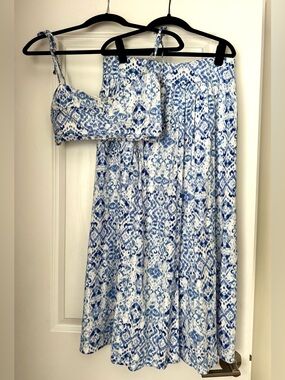 Olivaceous Blue and White Two-Piece Set Size M